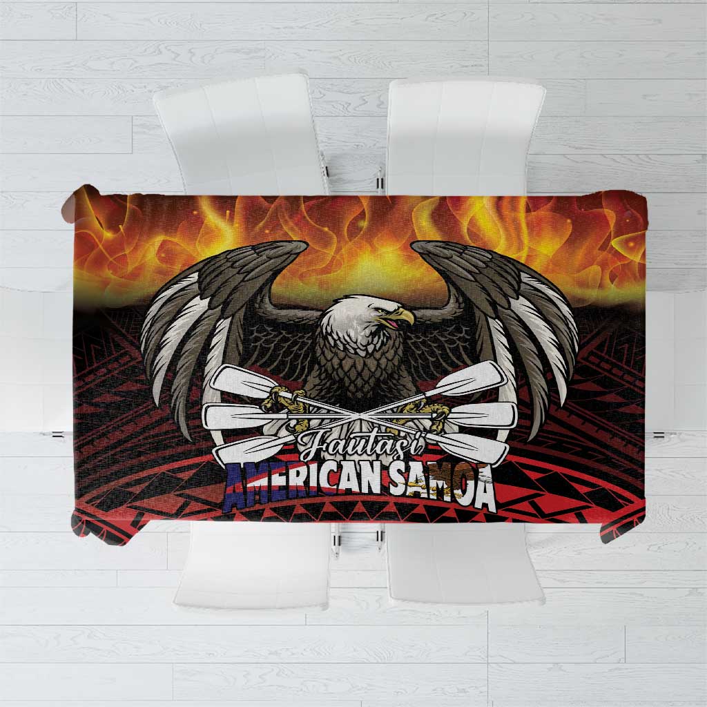 Fautasi Race Day American Samoa Tablecloth Bald Eagle Polynesian Tattoo LT14 Black - Polynesian Pride
