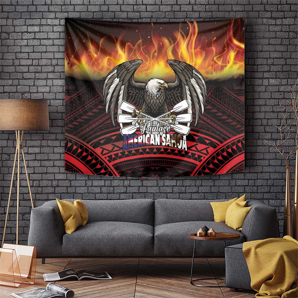 Fautasi Race Day American Samoa Tapestry Bald Eagle Polynesian Tattoo LT14 Black - Polynesian Pride