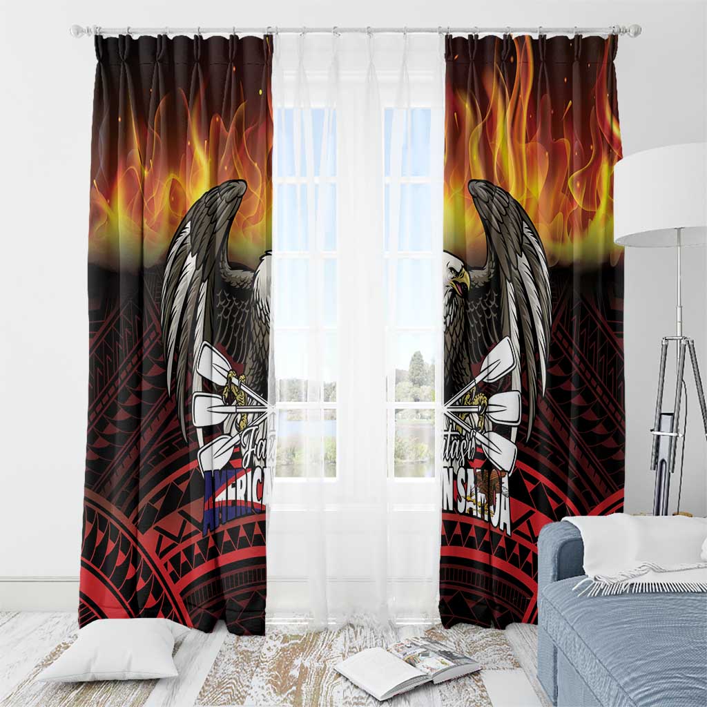 Fautasi Race Day American Samoa Window Curtain Bald Eagle Polynesian Tattoo