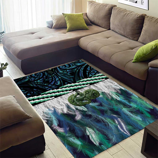 Home / Products / Turquoise Traditional Cloak Aotearoa Area Rug Maori ...
