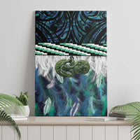 Turquoise Traditional Cloak Aotearoa Canvas Wall Art Maori Paua Shell Korowai Pattern