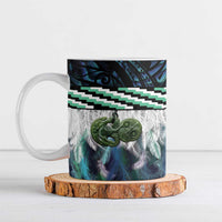 Turquoise Traditional Cloak Aotearoa Ceramic Mug Maori Paua Shell Korowai Pattern - Polynesian Pride