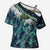 Turquoise Traditional Cloak Aotearoa Cross Shoulder Shirt Maori Paua Shell Korowai Pattern - Polynesian Pride