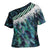 Turquoise Traditional Cloak Aotearoa Cross Shoulder Shirt Maori Paua Shell Korowai Pattern - Polynesian Pride
