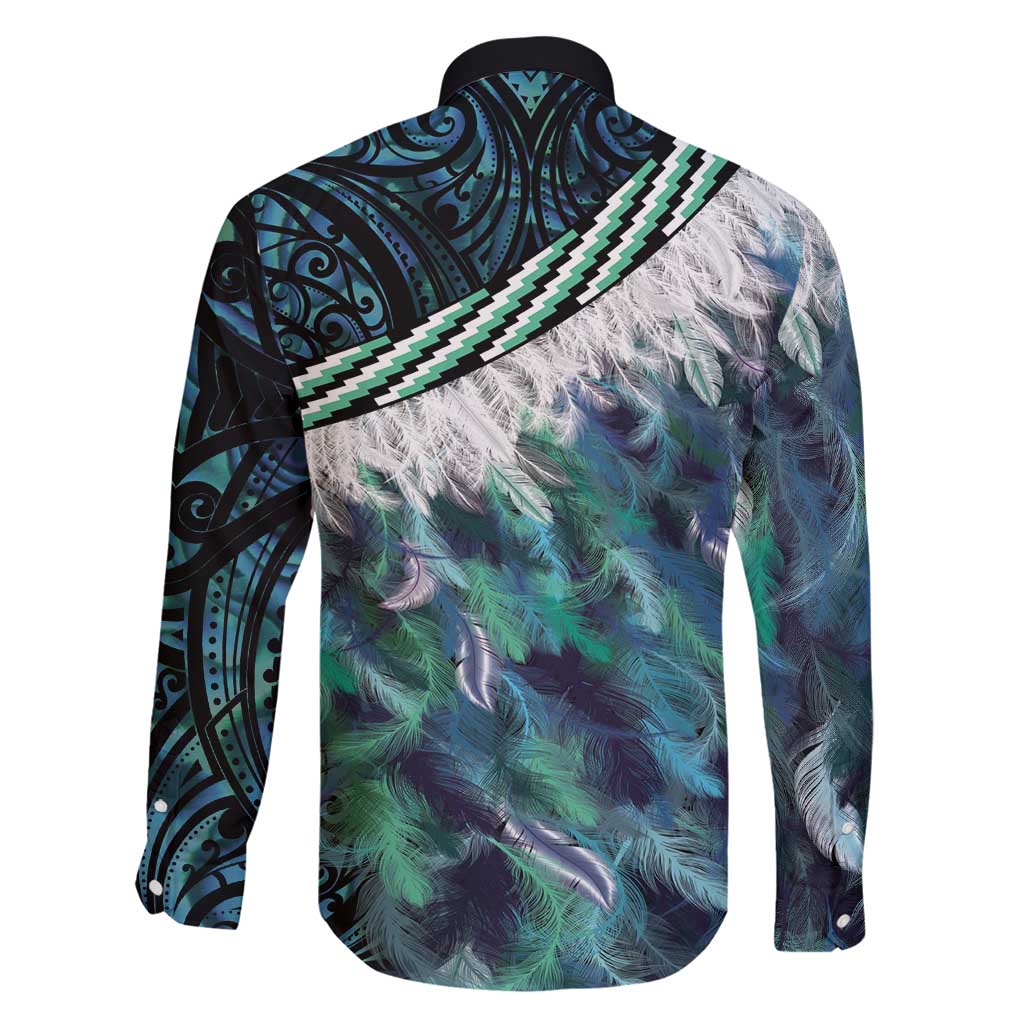 Turquoise Traditional Cloak Aotearoa Family Matching Long Sleeve Bodycon Dress and Hawaiian Shirt Maori Paua Shell Korowai Pattern LT14 - Polynesian Pride