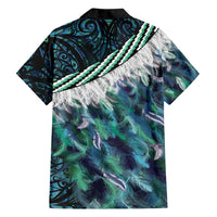 Turquoise Traditional Cloak Aotearoa Family Matching Puletasi and Hawaiian Shirt Maori Paua Shell Korowai Pattern