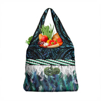 Turquoise Traditional Cloak Aotearoa Grocery Bag Maori Paua Shell Korowai Pattern