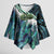Turquoise Traditional Cloak Aotearoa Kimono Sleeve Blouse Maori Paua Shell Korowai Pattern - Polynesian Pride