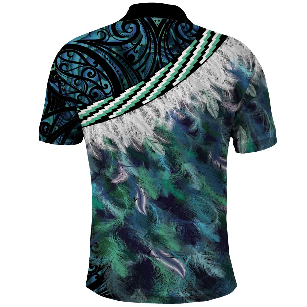 Turquoise Traditional Cloak Aotearoa Polo Shirt Maori Paua Shell Korowai Pattern