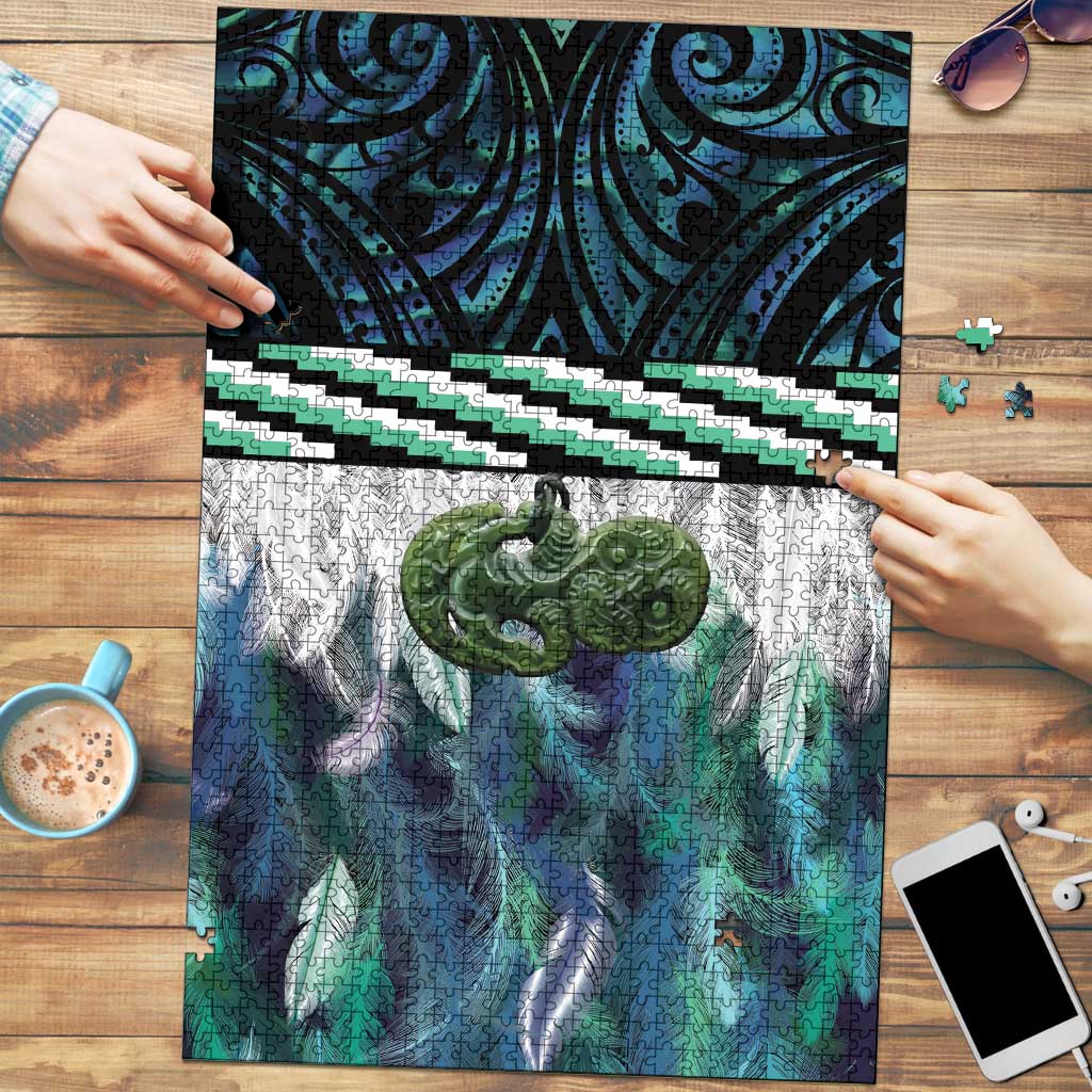 Turquoise Traditional Cloak Aotearoa Puzzle Maori Paua Shell Korowai Pattern LT14 Turquoise - Polynesian Pride