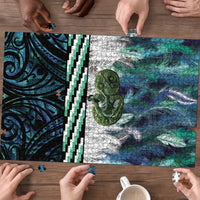 Turquoise Traditional Cloak Aotearoa Puzzle Maori Paua Shell Korowai Pattern LT14 - Polynesian Pride