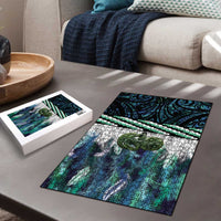 Turquoise Traditional Cloak Aotearoa Puzzle Maori Paua Shell Korowai Pattern LT14 - Polynesian Pride