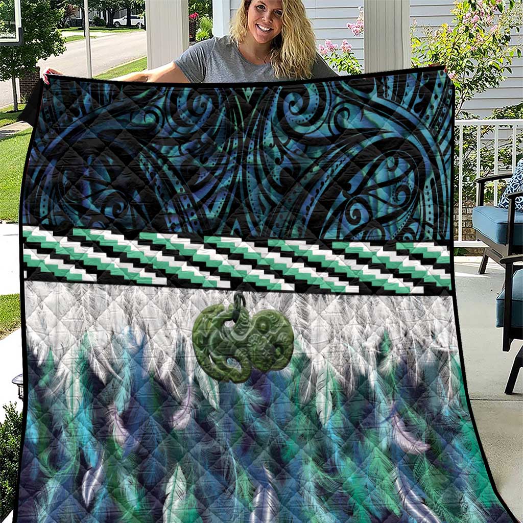 Turquoise Traditional Cloak Aotearoa Quilt Maori Paua Shell Korowai Pattern LT14 Turquoise - Polynesian Pride