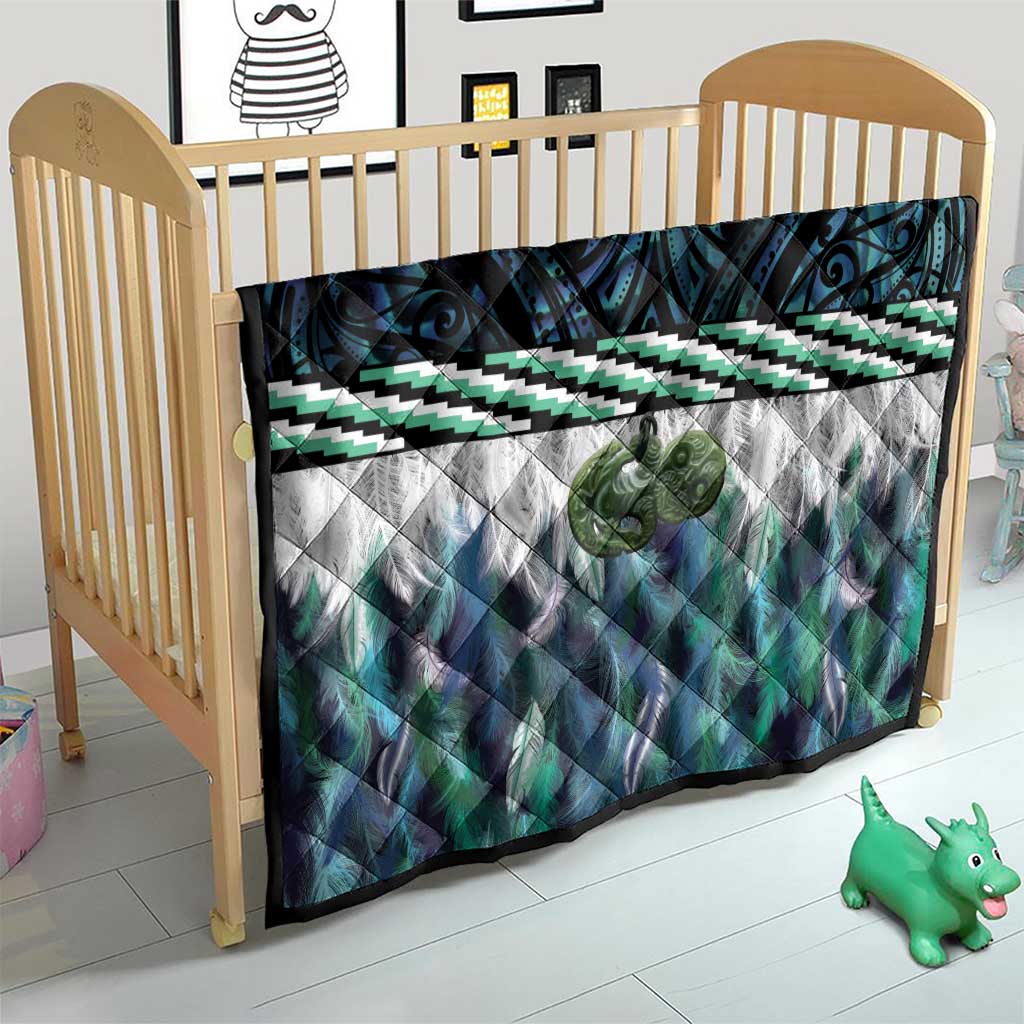 Turquoise Traditional Cloak Aotearoa Quilt Maori Paua Shell Korowai Pattern