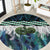 Turquoise Traditional Cloak Aotearoa Round Carpet Maori Paua Shell Korowai Pattern