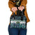 Turquoise Traditional Cloak Aotearoa Shoulder Handbag Maori Paua Shell Korowai Pattern