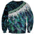 Turquoise Traditional Cloak Aotearoa Sweatshirt Maori Paua Shell Korowai Pattern