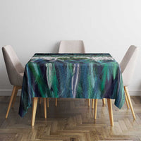 Turquoise Traditional Cloak Aotearoa Tablecloth Maori Paua Shell Korowai Pattern