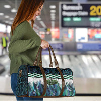 Turquoise Traditional Cloak Aotearoa Travel Bag Maori Paua Shell Korowai Pattern - Polynesian Pride