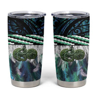 Turquoise Traditional Cloak Aotearoa Tumbler Cup Maori Paua Shell Korowai Pattern LT14 Turquoise - Polynesian Pride