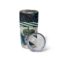 Turquoise Traditional Cloak Aotearoa Tumbler Cup Maori Paua Shell Korowai Pattern LT14 - Polynesian Pride