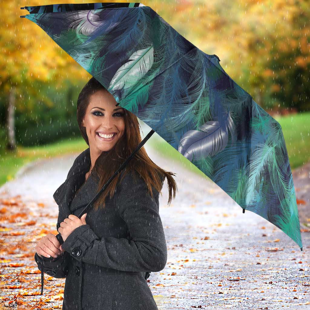 Turquoise Traditional Cloak Aotearoa Umbrella Maori Paua Shell Korowai Pattern - Polynesian Pride