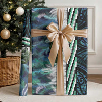 Turquoise Traditional Cloak Aotearoa Wrapping Paper Maori Paua Shell Korowai Pattern - Polynesian Pride