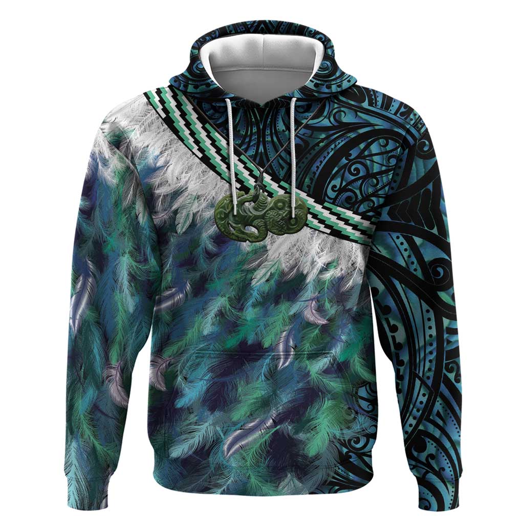 Turquoise Traditional Cloak Aotearoa Zip Hoodie Maori Paua Shell Korowai Pattern LT14 Pullover Hoodie Turquoise - Polynesian Pride