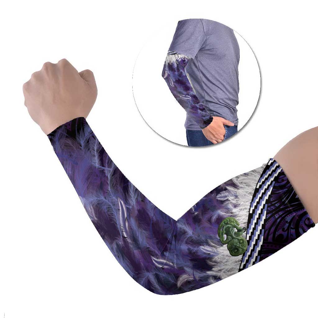 Purple Traditional Cloak Aotearoa Arm Sleeves Maori Paua Shell Korowai Pattern - Polynesian Pride
