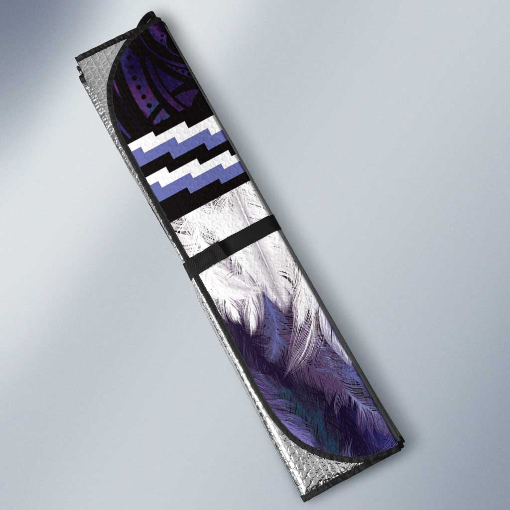 Purple Traditional Cloak Aotearoa Auto Sun Shade Maori Paua Shell Korowai Pattern - Polynesian Pride