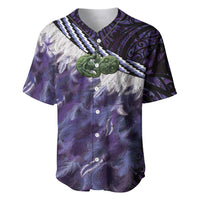 Purple Traditional Cloak Aotearoa Baseball Jersey Maori Paua Shell Korowai Pattern