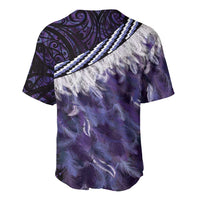 Purple Traditional Cloak Aotearoa Baseball Jersey Maori Paua Shell Korowai Pattern