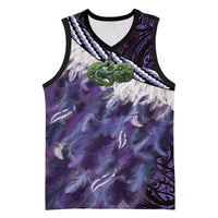 Purple Traditional Cloak Aotearoa Basketball Jersey Maori Paua Shell Korowai Pattern LT14 Unisex Purple - Polynesian Pride