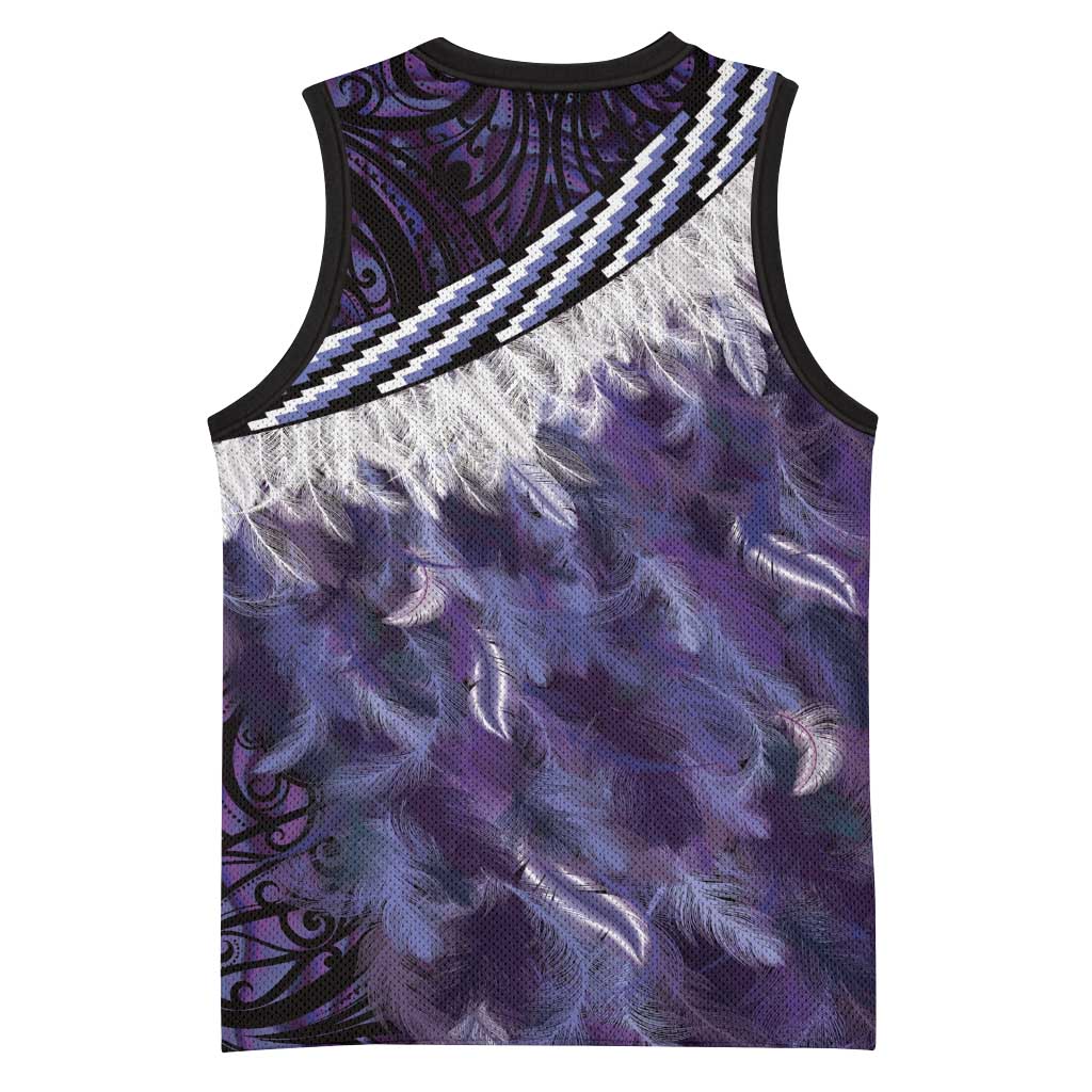 Purple Traditional Cloak Aotearoa Basketball Jersey Maori Paua Shell Korowai Pattern LT14 - Polynesian Pride