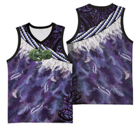 Purple Traditional Cloak Aotearoa Basketball Jersey Maori Paua Shell Korowai Pattern LT14 - Polynesian Pride