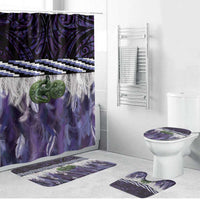 Purple Traditional Cloak Aotearoa Bathroom Set Maori Paua Shell Korowai Pattern - Polynesian Pride