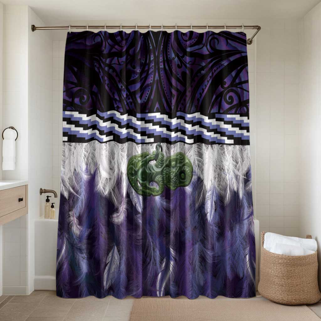 Purple Traditional Cloak Aotearoa Bathroom Set Maori Paua Shell Korowai Pattern - Polynesian Pride