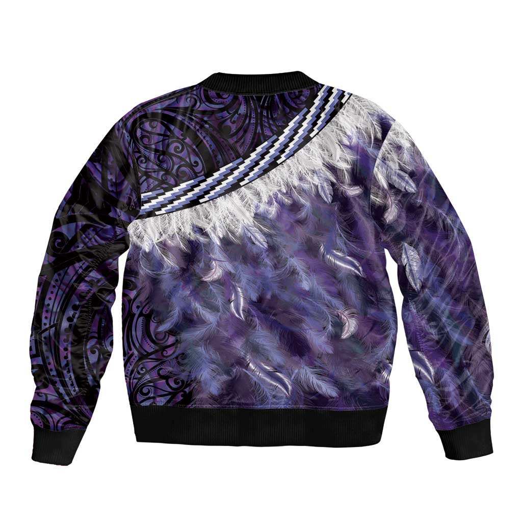 Purple Traditional Cloak Aotearoa Bomber Jacket Maori Paua Shell Korowai Pattern LT14 - Polynesian Pride