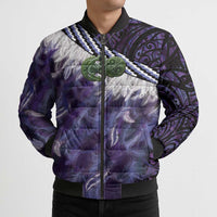 Purple Traditional Cloak Aotearoa Bomber Puffer Jacket Maori Paua Shell Korowai Pattern LT14 - Polynesian Pride