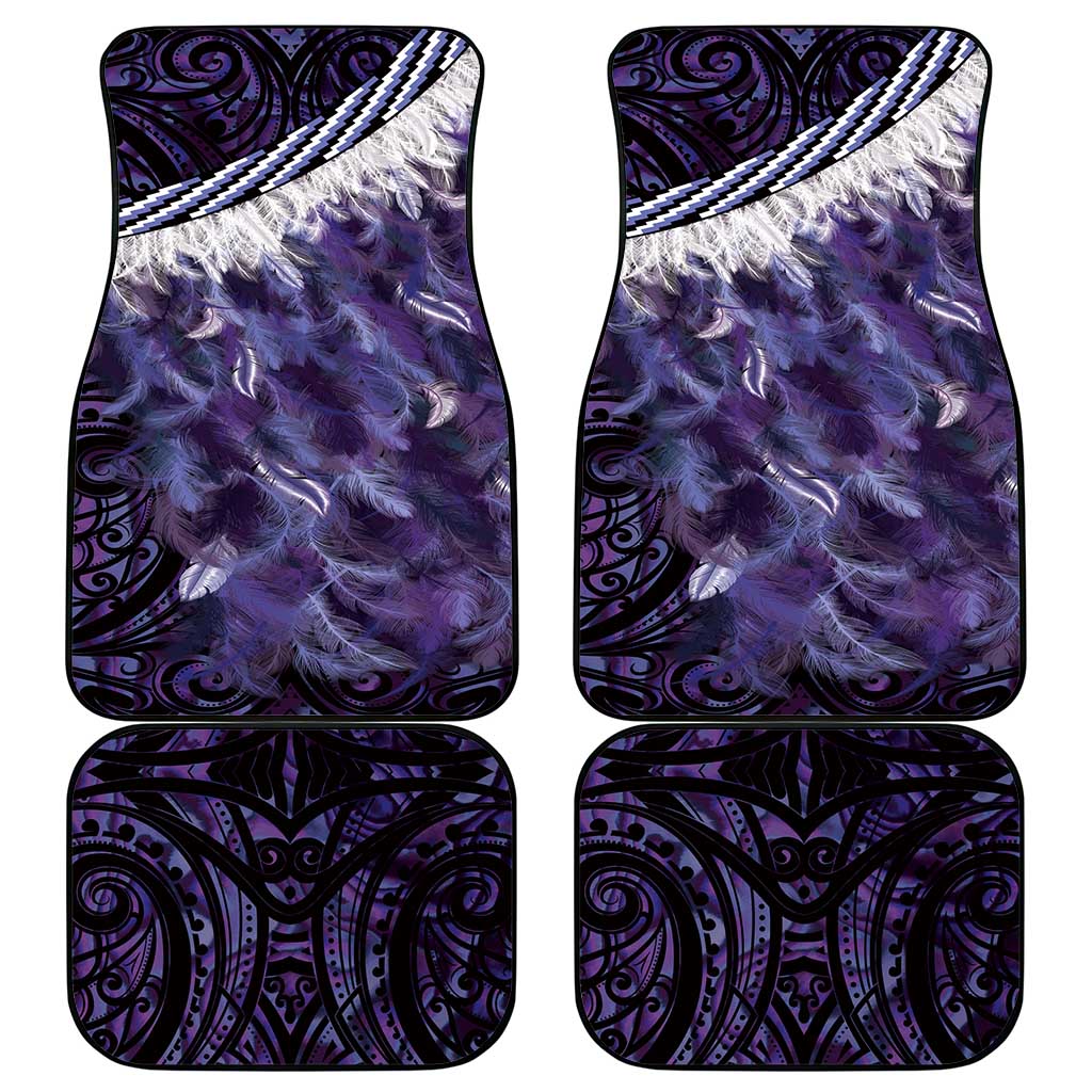 Purple Traditional Cloak Aotearoa Car Mats Maori Paua Shell Korowai Pattern