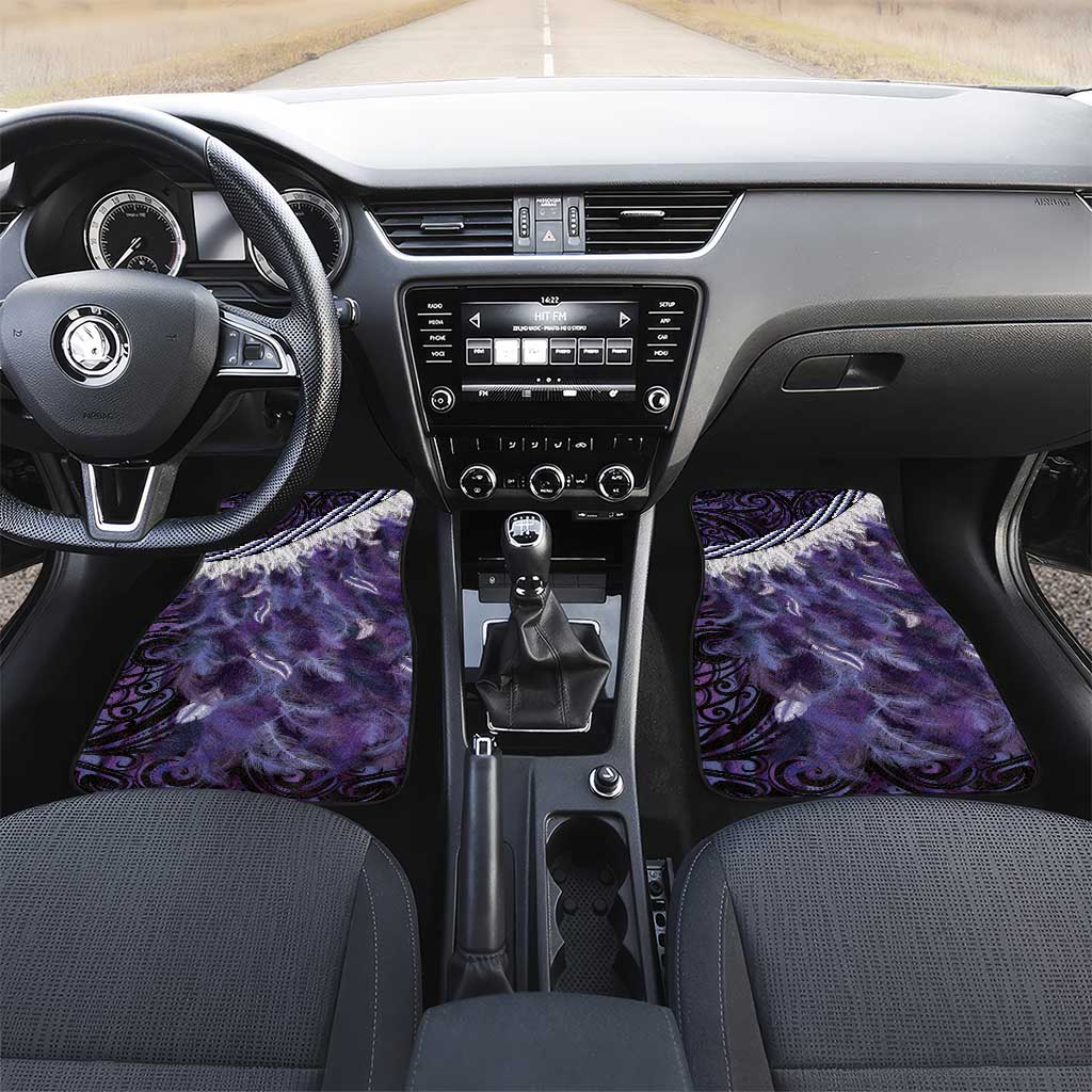 Purple Traditional Cloak Aotearoa Car Mats Maori Paua Shell Korowai Pattern