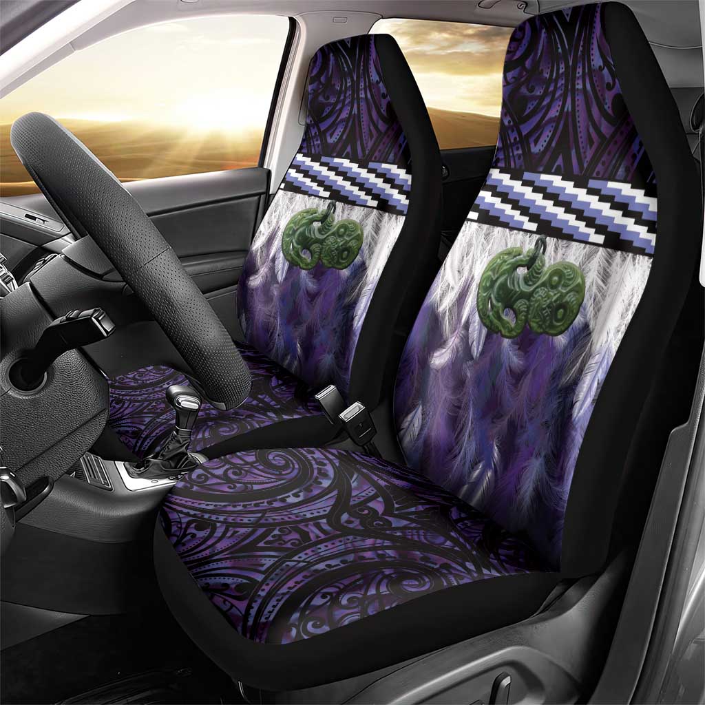 Purple Traditional Cloak Aotearoa Car Seat Cover Maori Paua Shell Korowai Pattern