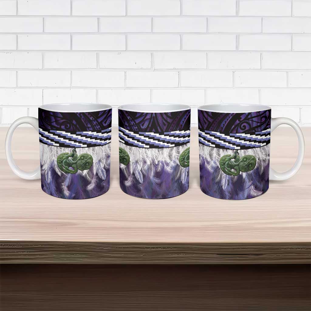 Purple Traditional Cloak Aotearoa Ceramic Mug Maori Paua Shell Korowai Pattern - Polynesian Pride