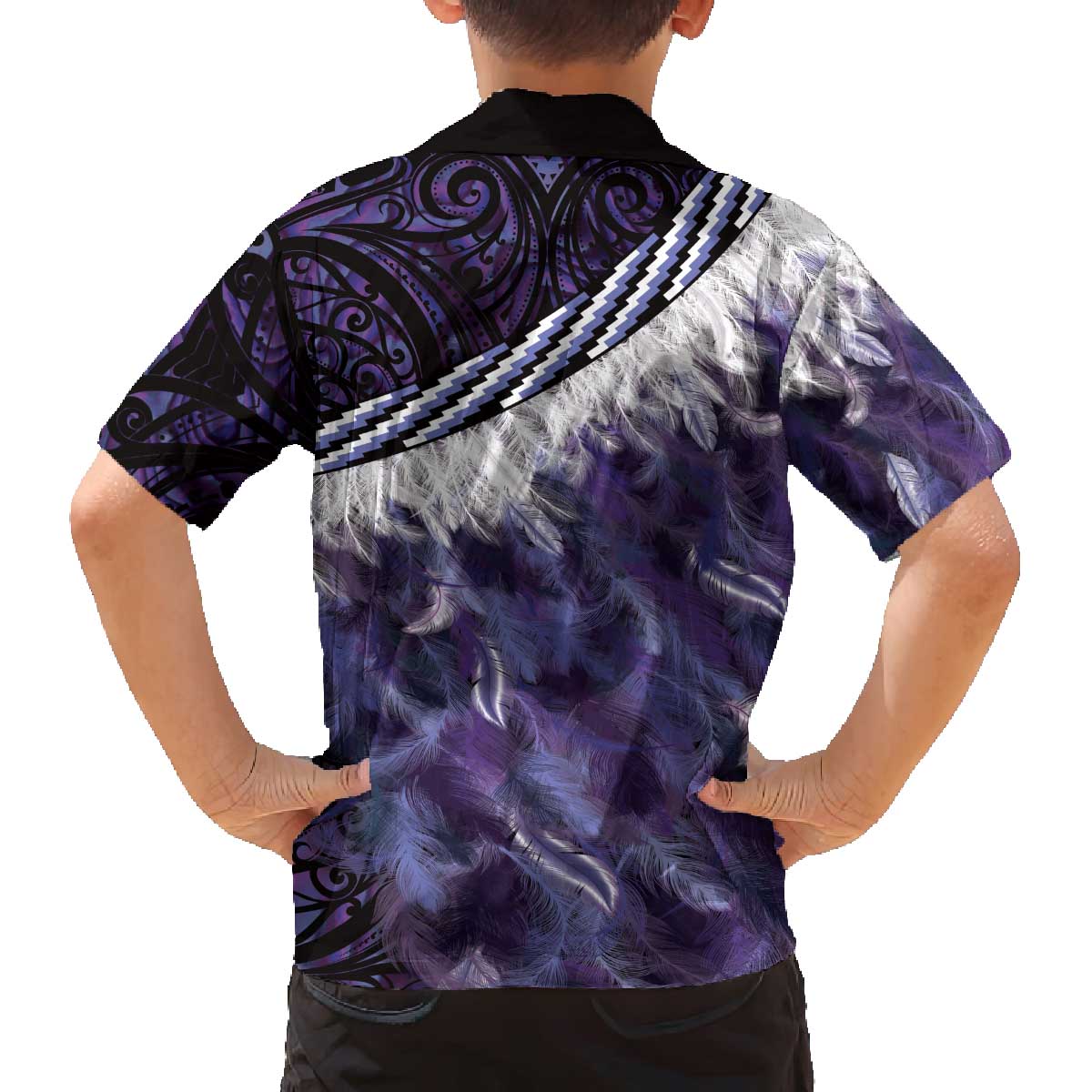 Purple Traditional Cloak Aotearoa Family Matching Off The Shoulder Long Sleeve Dress and Hawaiian Shirt Maori Paua Shell Korowai Pattern