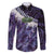 Purple Traditional Cloak Aotearoa Family Matching Off The Shoulder Long Sleeve Dress and Hawaiian Shirt Maori Paua Shell Korowai Pattern