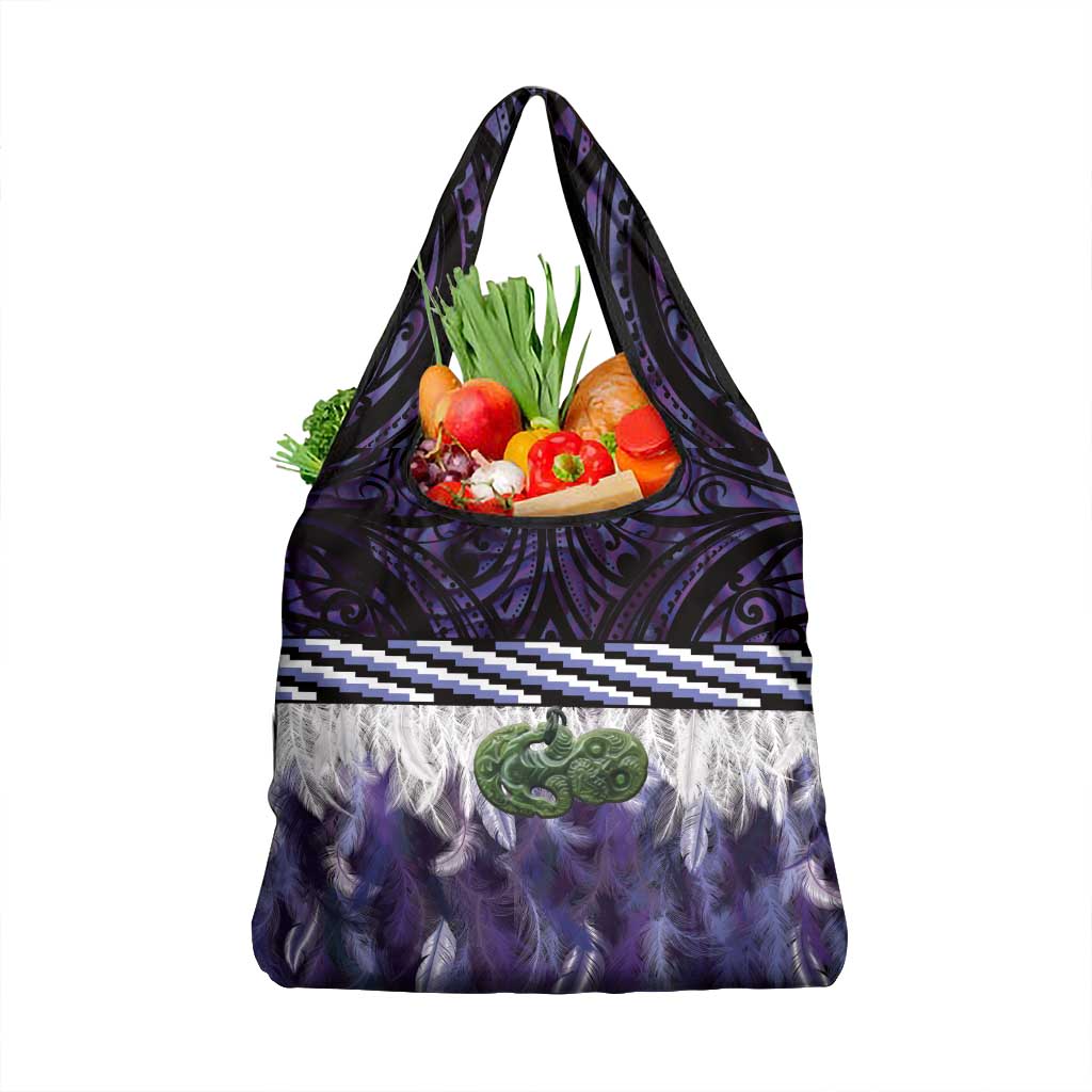 Purple Traditional Cloak Aotearoa Grocery Bag Maori Paua Shell Korowai Pattern LT14 1-pack One Size Purple - Polynesian Pride