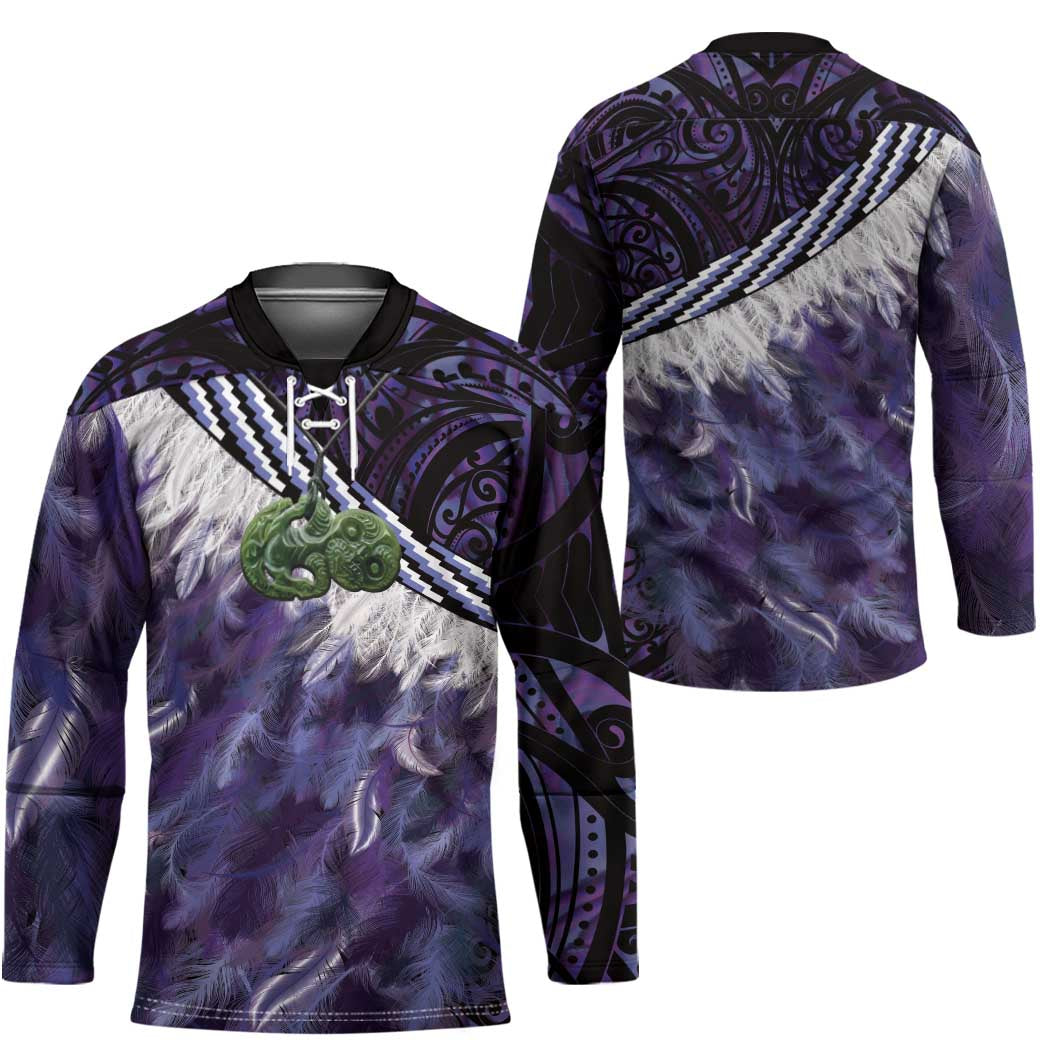 Purple Traditional Cloak Aotearoa Hockey Jersey Maori Paua Shell Korowai Pattern LT14 - Polynesian Pride