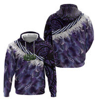 Purple Traditional Cloak Aotearoa Hoodie Maori Paua Shell Korowai Pattern