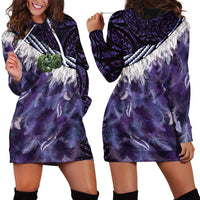 Purple Traditional Cloak Aotearoa Hoodie Dress Maori Paua Shell Korowai Pattern