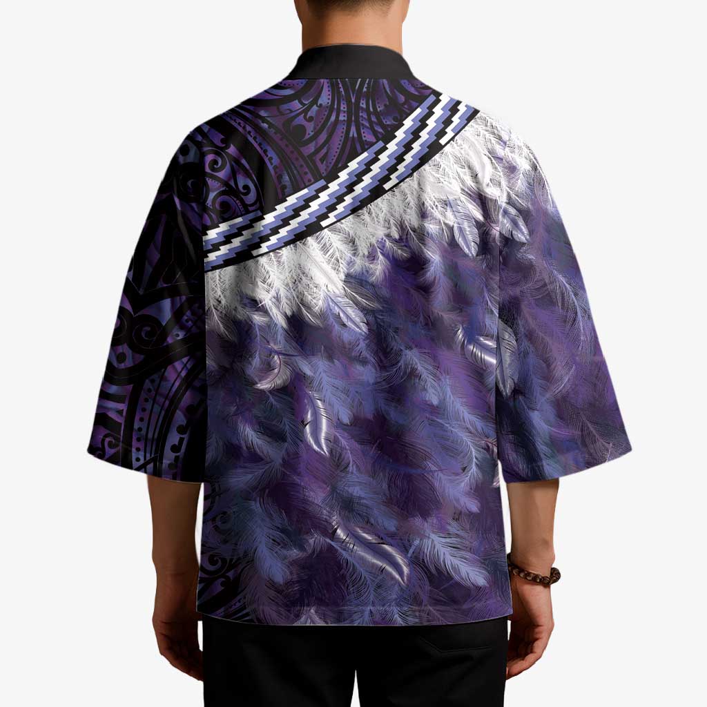 Purple Traditional Cloak Aotearoa Kimono Maori Paua Shell Korowai Pattern - Polynesian Pride